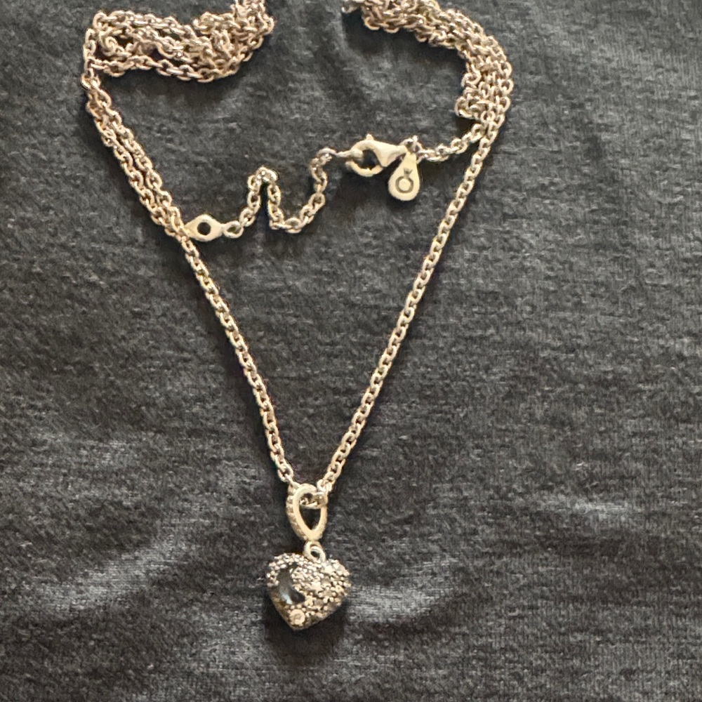 Pandora 399232C01 Sparkling‎ Blue Moon and Stars Heart Necklacee